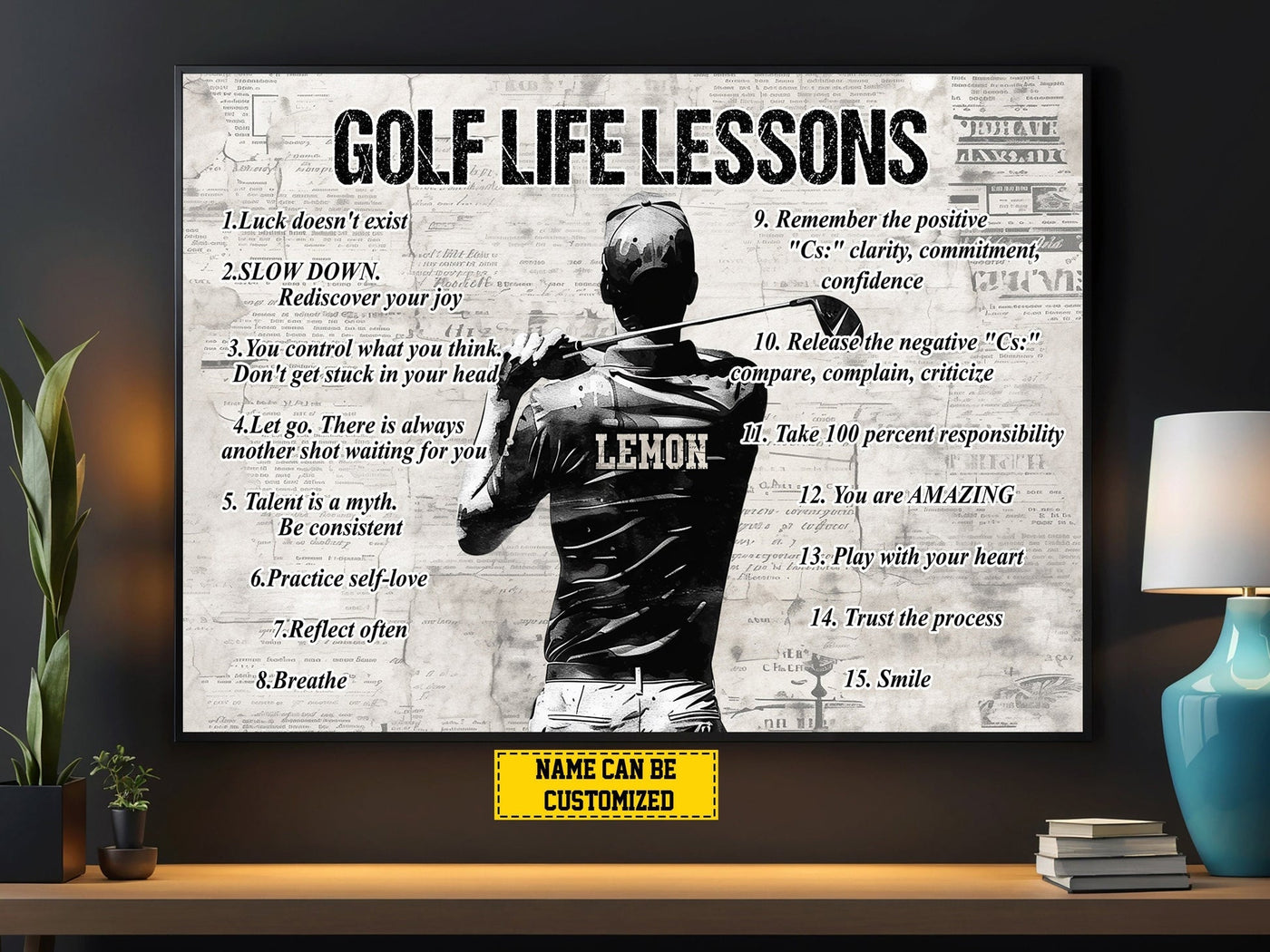 Blisscorners Golf Life Lessons Personalized Canvas Print, Golf Gift For Man, Golf Decor LM2611