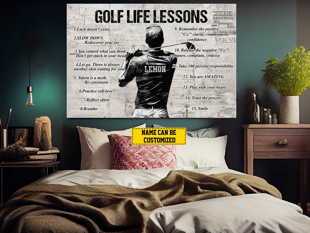 Blisscorners Golf Life Lessons Personalized Canvas Print, Golf Gift For Man, Golf Decor LM2611