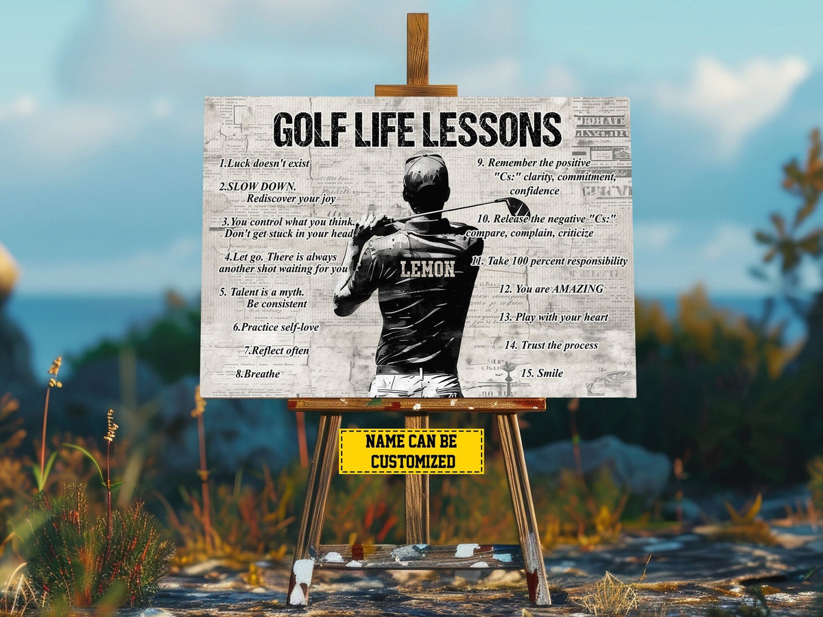 Blisscorners Golf Life Lessons Personalized Canvas Print, Golf Gift For Man, Golf Decor LM2611