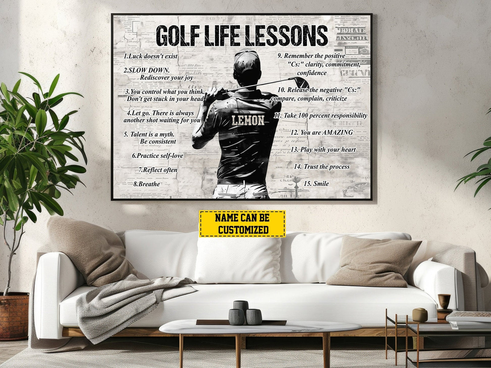 Blisscorners Golf Life Lessons Personalized Canvas Print, Golf Gift For Man, Golf Decor LM2611