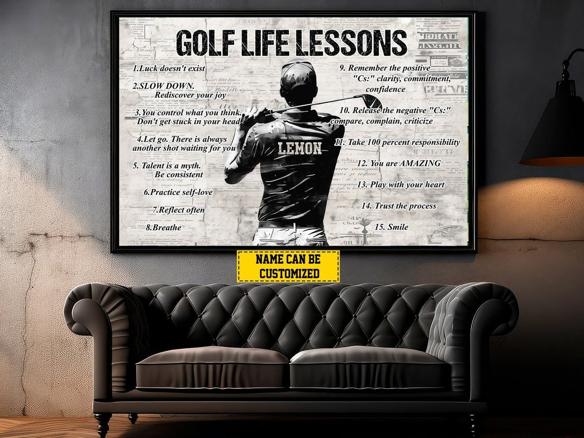 Blisscorners Golf Life Lessons Personalized Canvas Print, Golf Gift For Man, Golf Decor LM2611