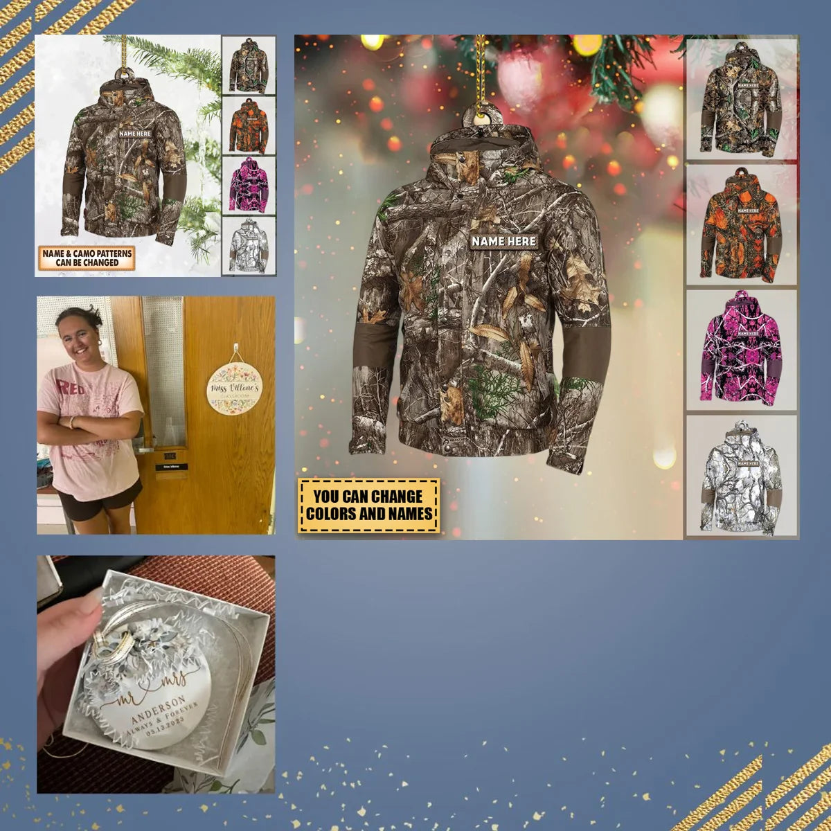 Blisscorners Custom Photo Hunter Ornament Gift for Hunting Lovers