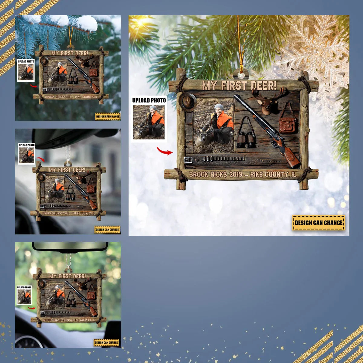Blisscorners Custom Photo Hunter Ornament Gift for Deer Hunter