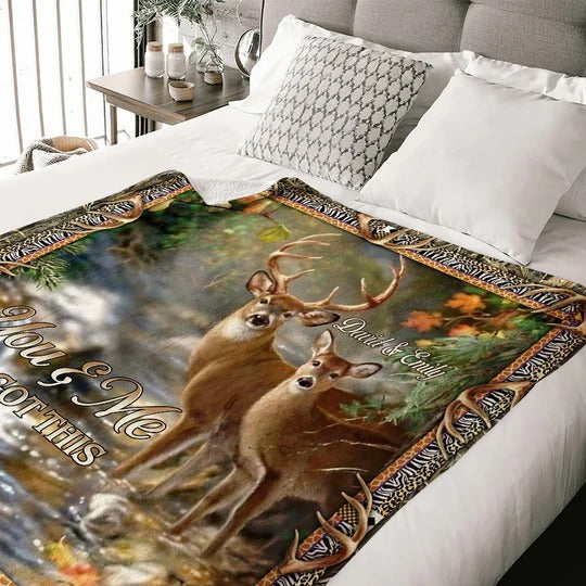 Blisscorners personalized you & me we got this couple deer fleece blanket
