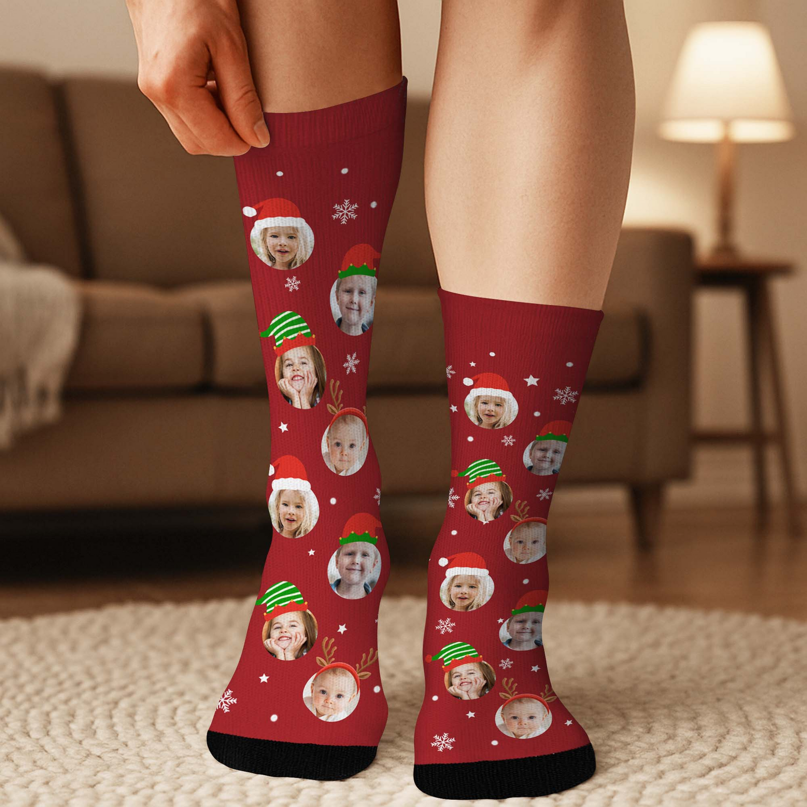Blisscorners Custom Face Socks, Funny Golf Socks, Christmas Golf Gift, Family Portrait Golf SocksLM2611