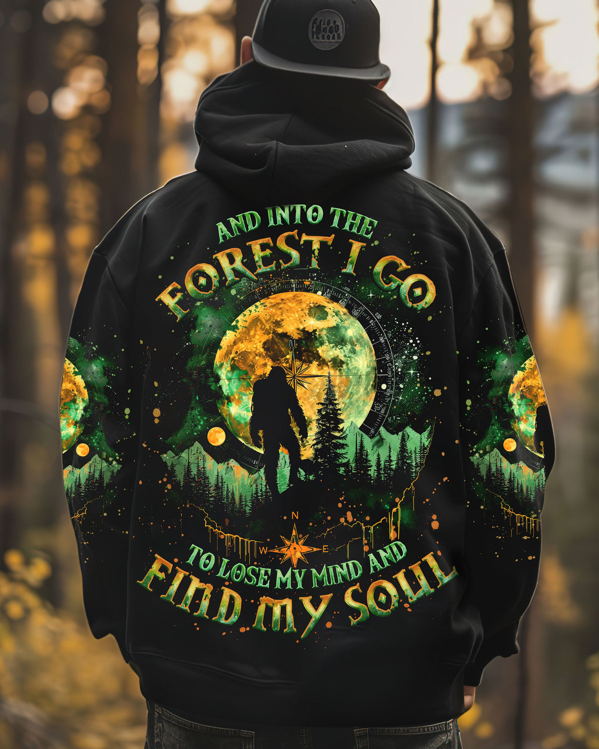 BLISSCORNERS AND INTO THE FOREST I GO BIGFOOT ALL OVER PRINT