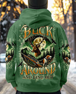 BLISSCORNERS BUCK AROUND AND FIND OUT DEER HUNTING FOXHOUND DOG ALL OVER PRINT