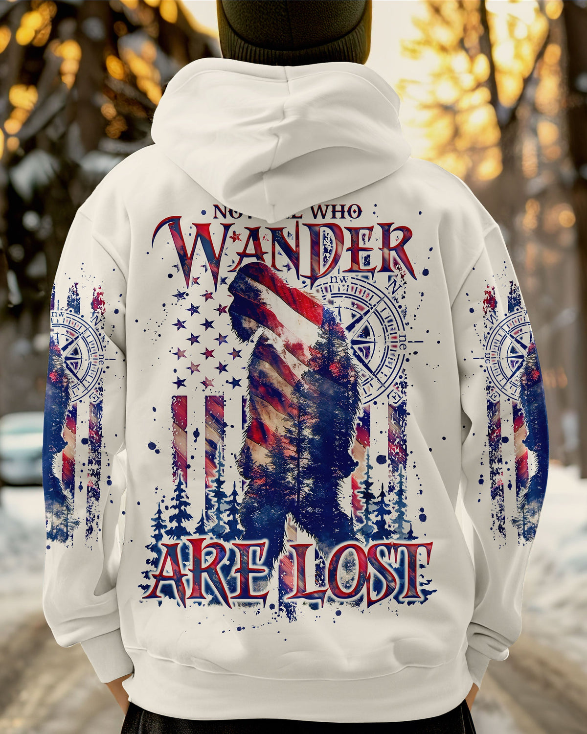BLISSCORNERS NOT ALL WHO WANDER ARE LOST BIGFOOT  ALL OVER PRINT