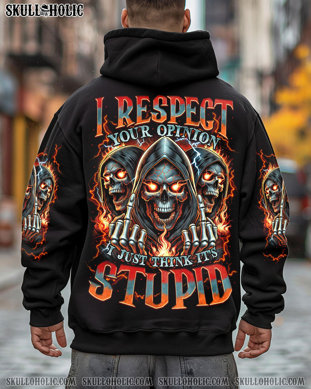 BLISSCORNERS I RESPECT YOUR OPINION SKULL ALL OVER PRINT