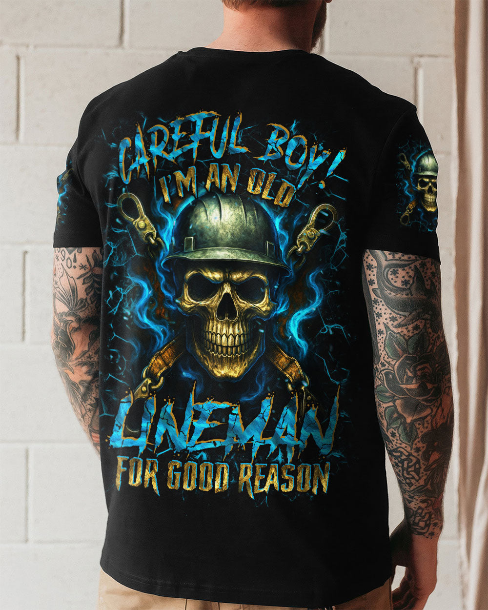 BLISSCORNERS LINEMAN BACKBONE OF AMERICA SKULL ALL OVER PRINT