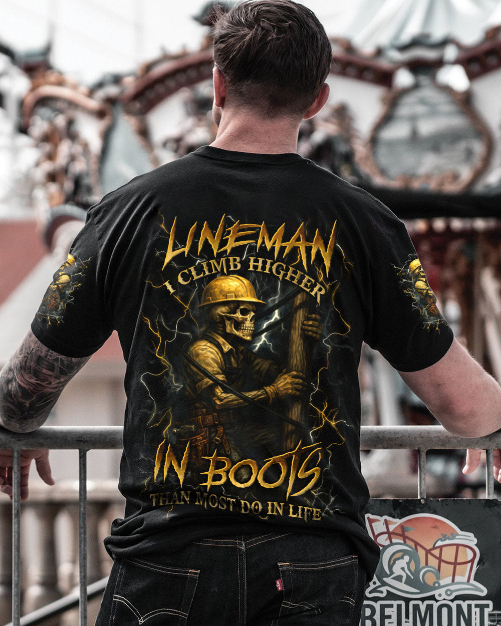 BLISSCORNERS AMERICAN BY BIRTH LINEMAN BY CHOICE SKULL ALL OVER PRINT