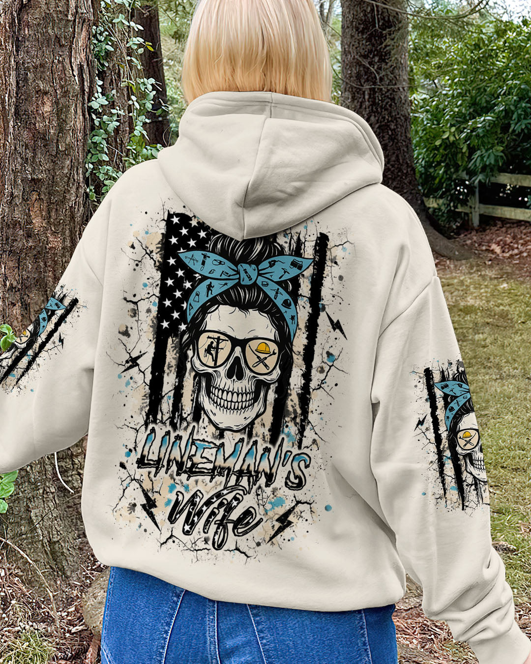 BLISSCORNERS RETIRED BUT FOREVER A LINEMAN AT HEART SKULL ALL OVER PRINT