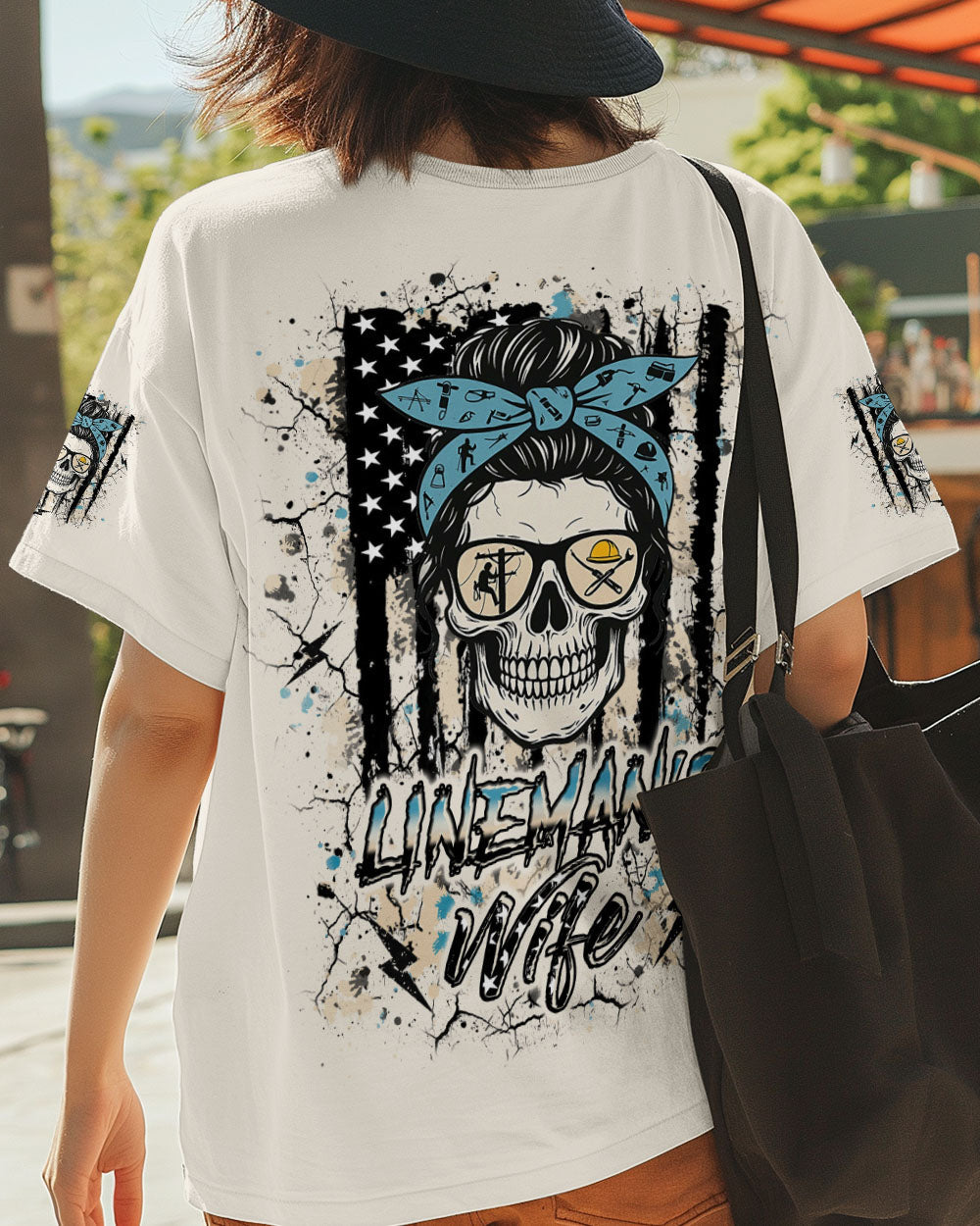 BLISSCORNERS RETIRED BUT FOREVER A LINEMAN AT HEART SKULL ALL OVER PRINT