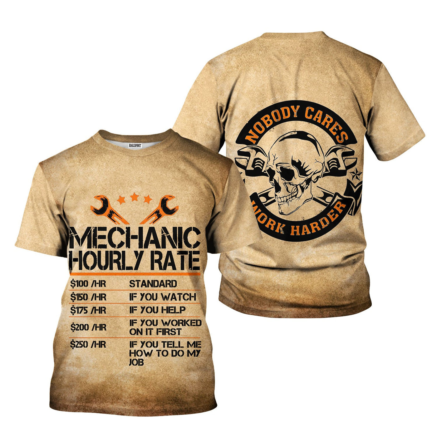 Blisscorners Vintage Mechanic Shirt Funny Mechanic Hourly Rate Retro Printed T Shirt