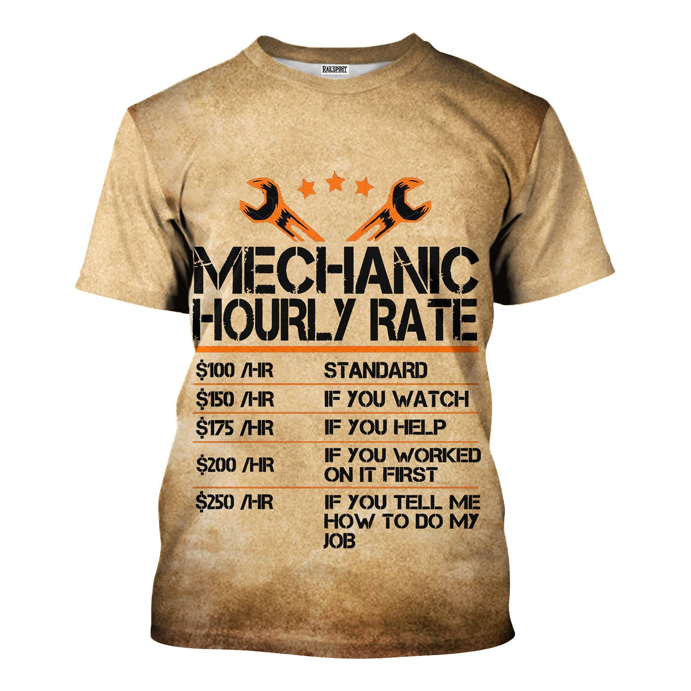 Blisscorners Vintage Mechanic Shirt Funny Mechanic Hourly Rate Retro Printed T Shirt