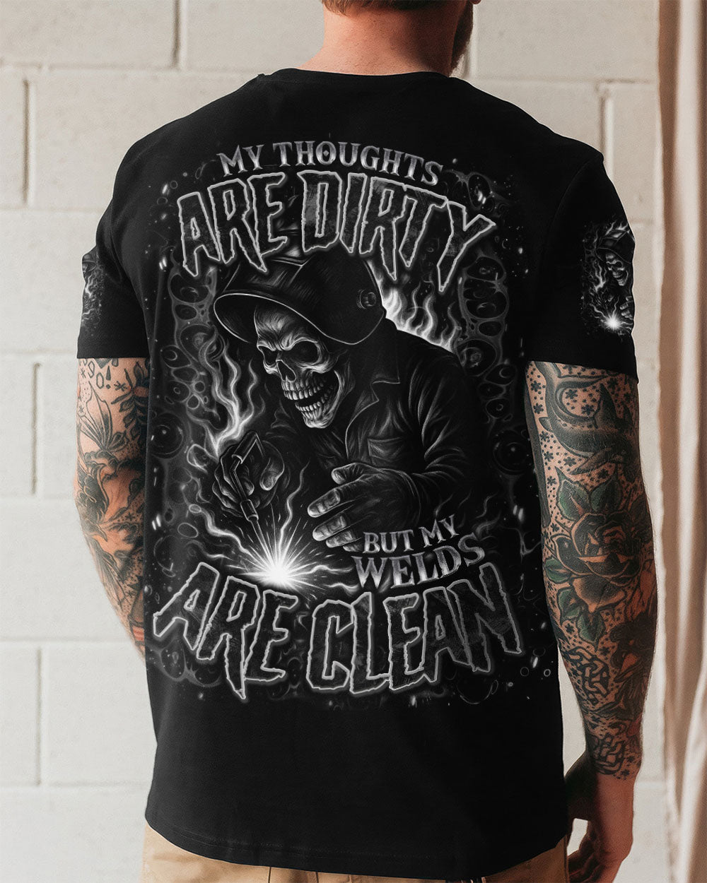 BLISSCORNERS I MAY BE OLD BUT I WAS A MECHANIC SKULL ALL OVER PRINT