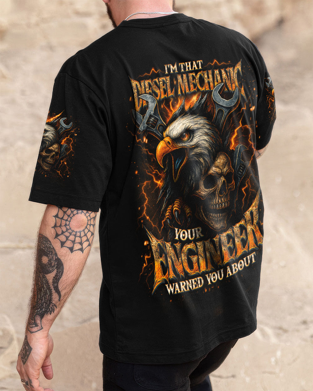 BLISSCORNERS DIESEL MECHANIC I KEEP THE BIG RIGS ROLLIN SKULL ALL OVER PRINT