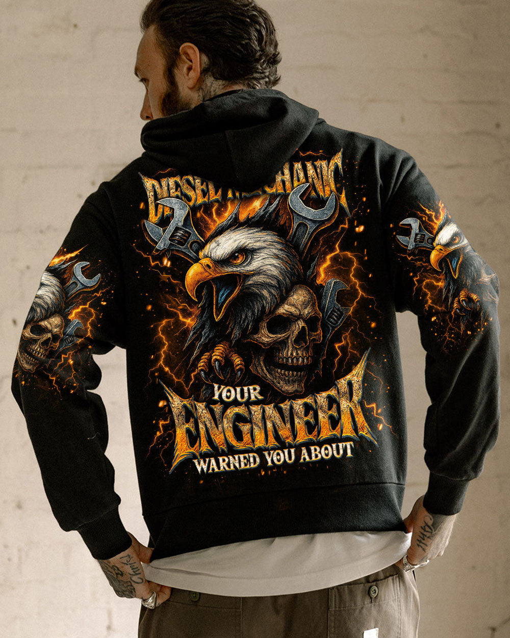 BLISSCORNERS DIESEL MECHANIC I KEEP THE BIG RIGS ROLLIN SKULL ALL OVER PRINT