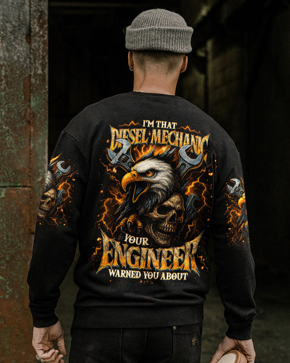 BLISSCORNERS DIESEL MECHANIC I KEEP THE BIG RIGS ROLLIN SKULL ALL OVER PRINT