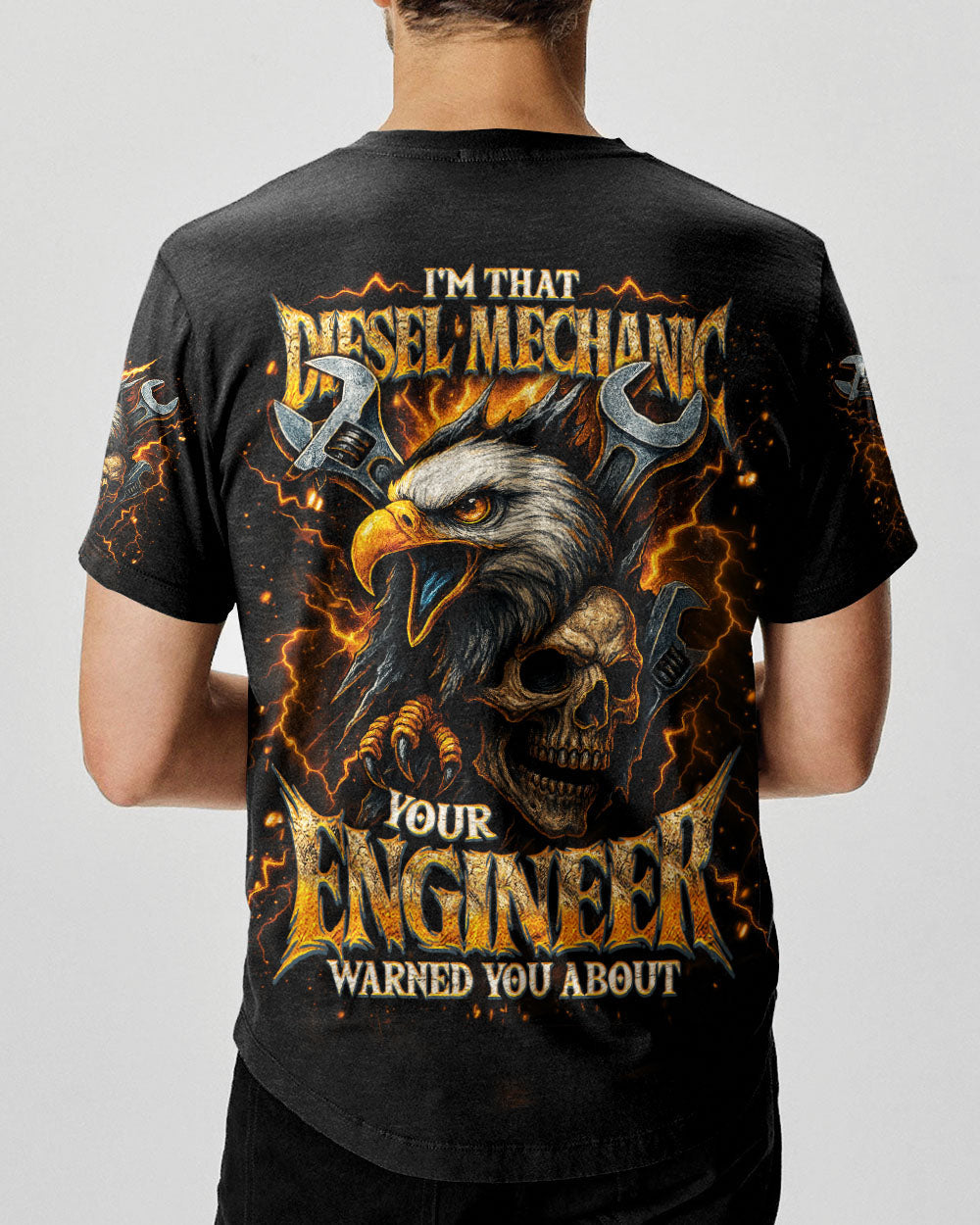 BLISSCORNERS DIESEL MECHANIC I KEEP THE BIG RIGS ROLLIN SKULL ALL OVER PRINT