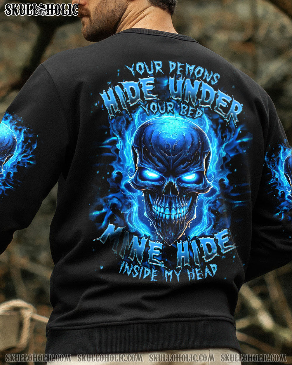 BLISSCORNERS YOUR DEMONS HIDE UNDER YOUR BED SKULL ALL OVER PRINT