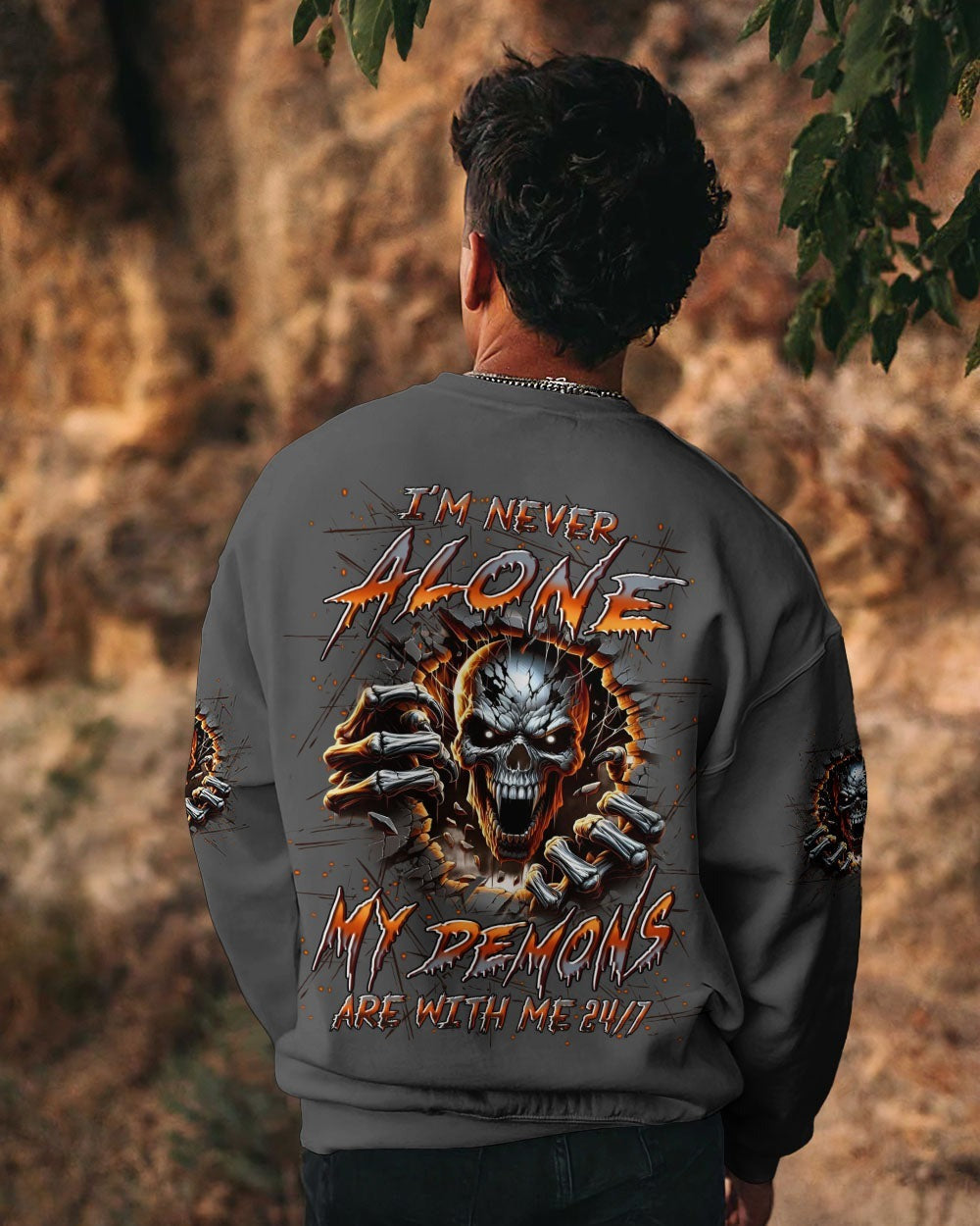 BLISSCORNERS I'M NEVER ALONE SKULL DEMON ALL OVER PRINT