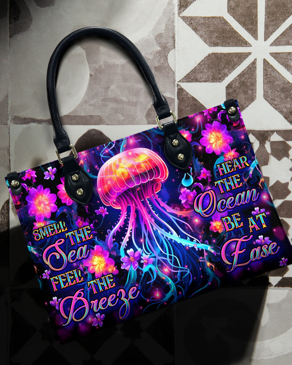BLISSCORNERS SMELL THE SEA FEEL THE BREEZE LEATHER HANDBAG