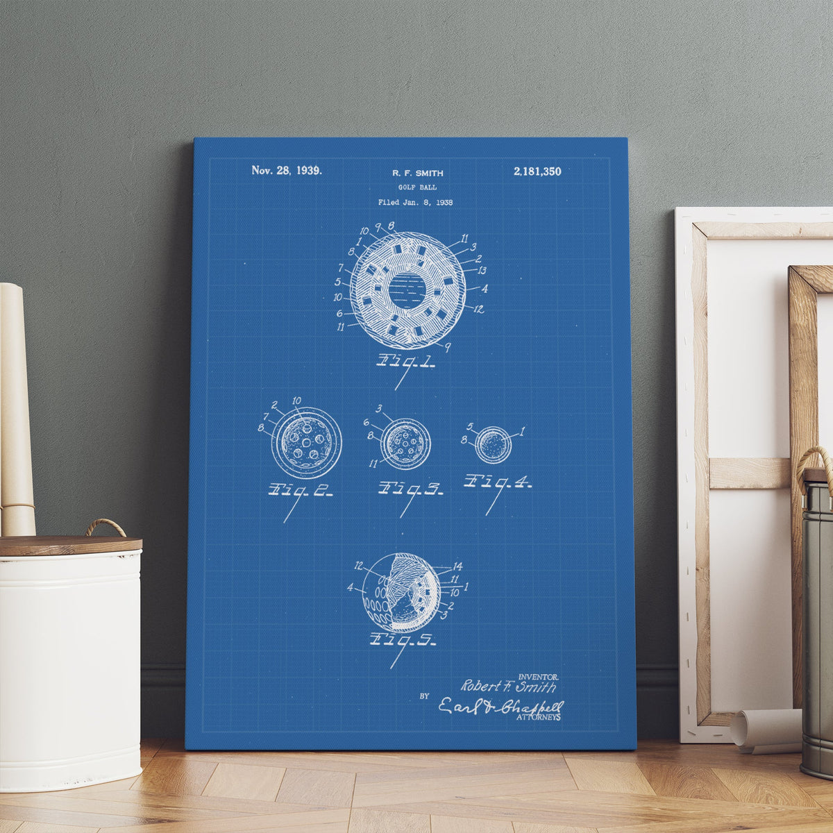 Blisscorners Golf Ball Patent Golf Canvas, Golf Art, Golf Canvas, Gifts For Golf Lovers LM2611
