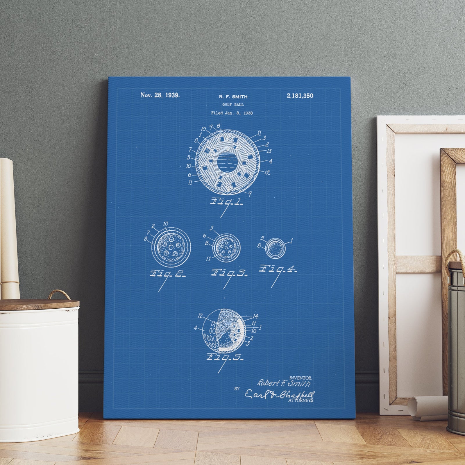 Blisscorners Golf Ball Patent Golf Canvas, Golf Art, Golf Canvas, Gifts For Golf Lovers LM2611