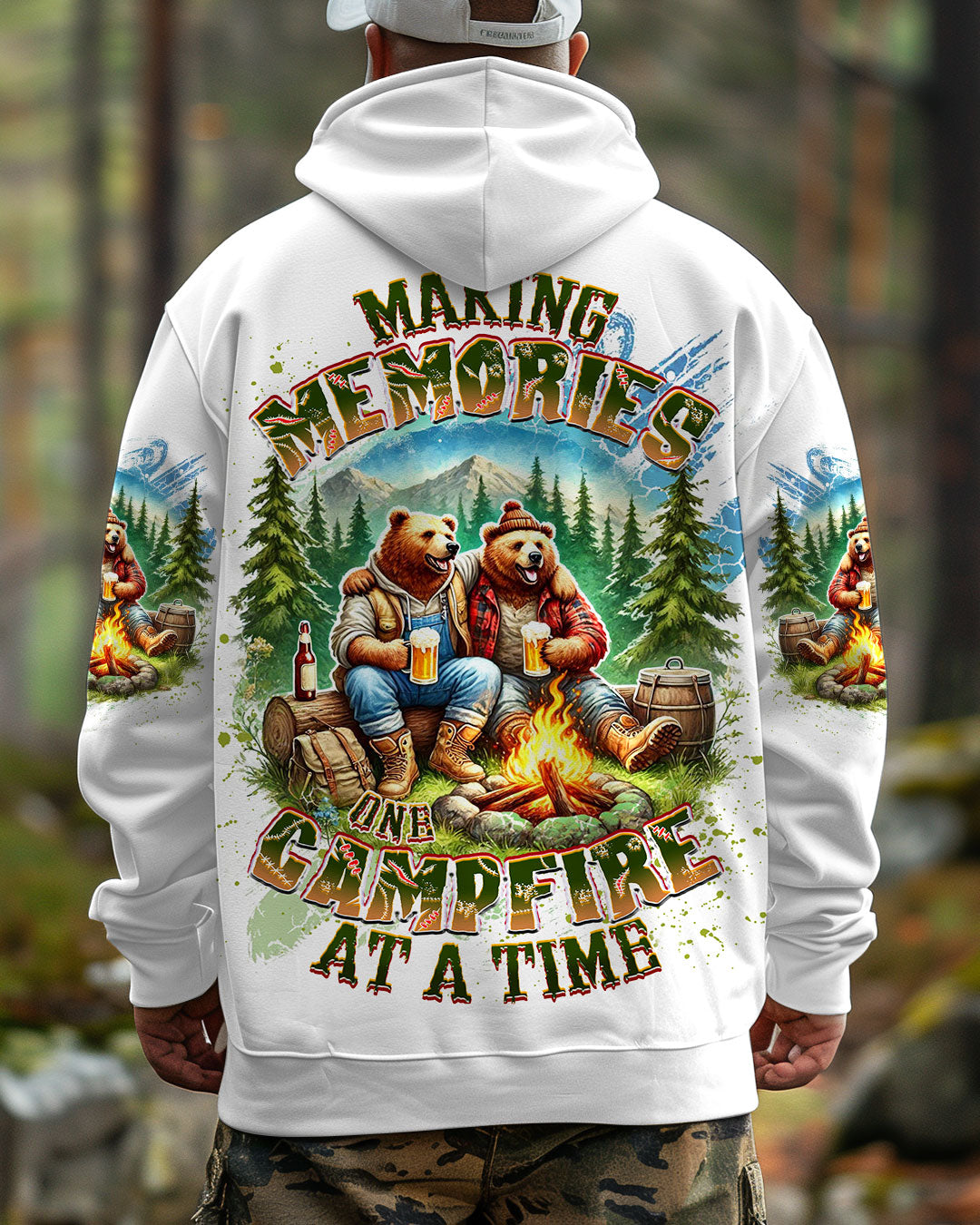 BLISSCORNERS MAKING MEMORIES ONE CAMPFIRE AT A TIME BEAR ALL OVER PRINT