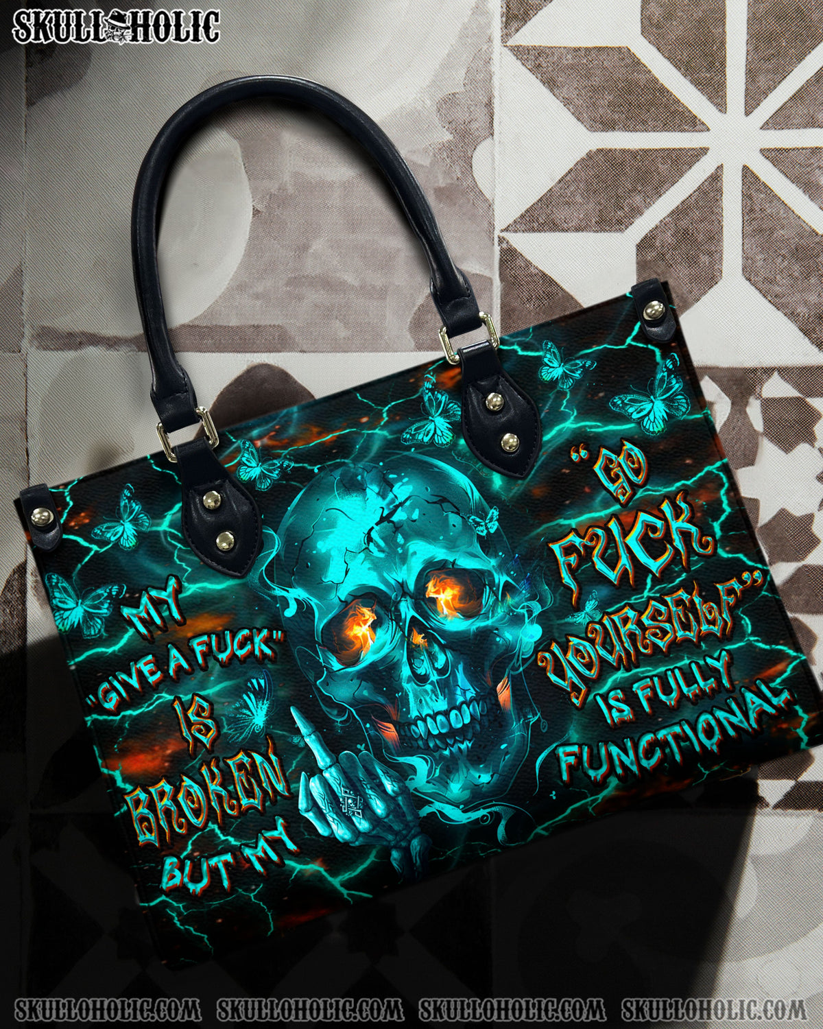 BLISSCORNERS MY GIVE A F IS BROKEN LEATHER HANDBAG