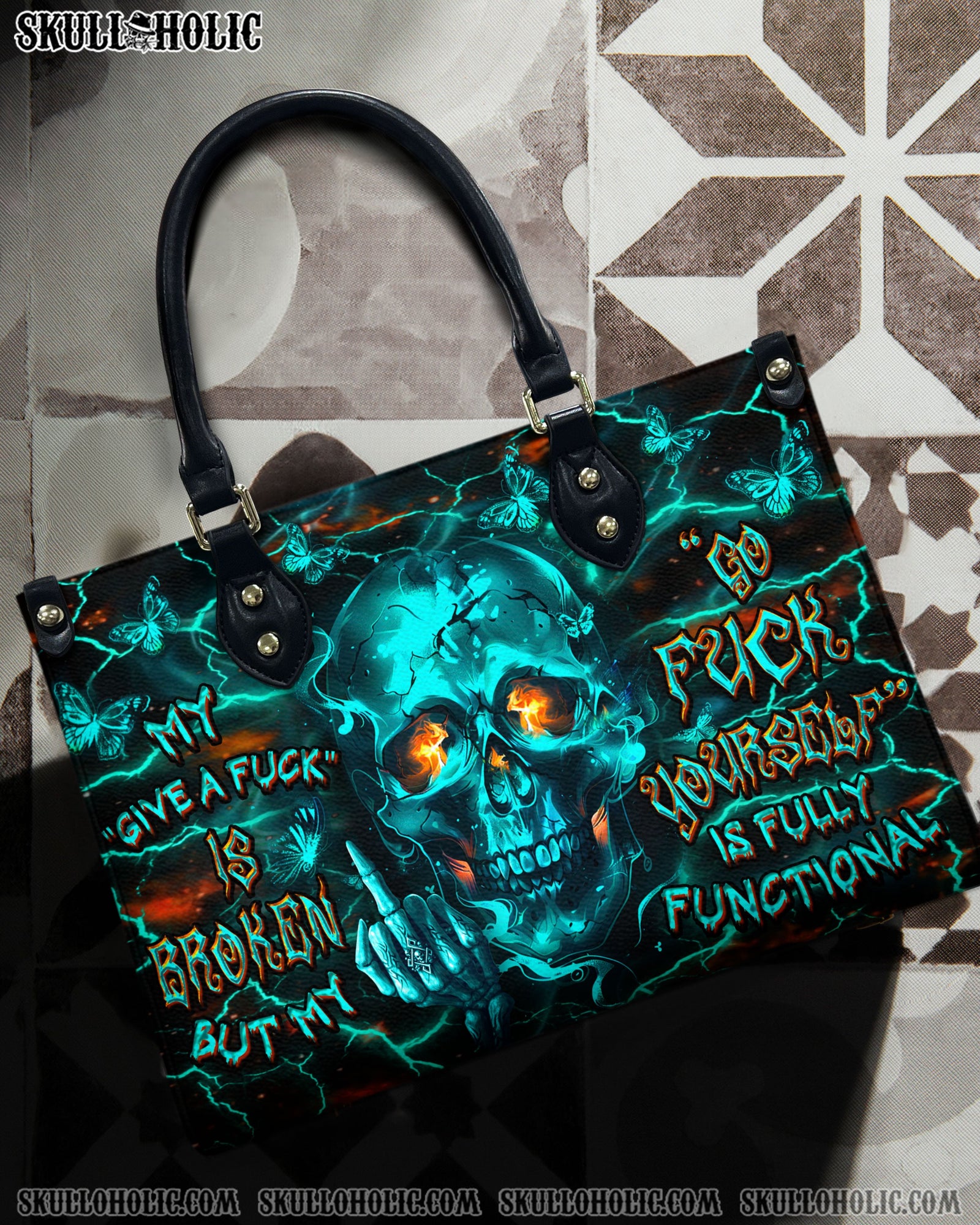 BLISSCORNERS MY GIVE A F IS BROKEN LEATHER HANDBAG