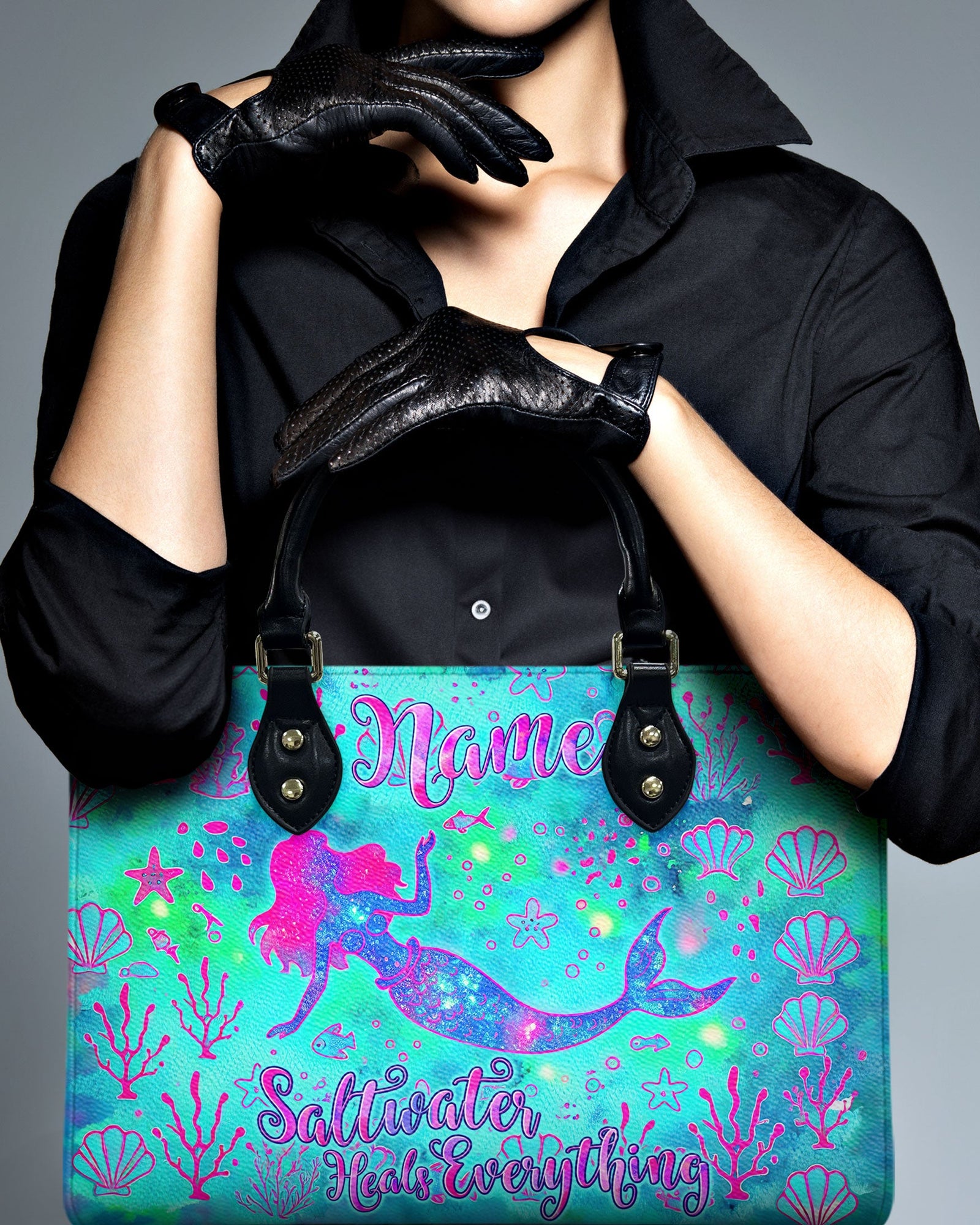 BLISSCORNERS SALTWATER HEALS EVERYTHING MERMAID LEATHER HANDBAG