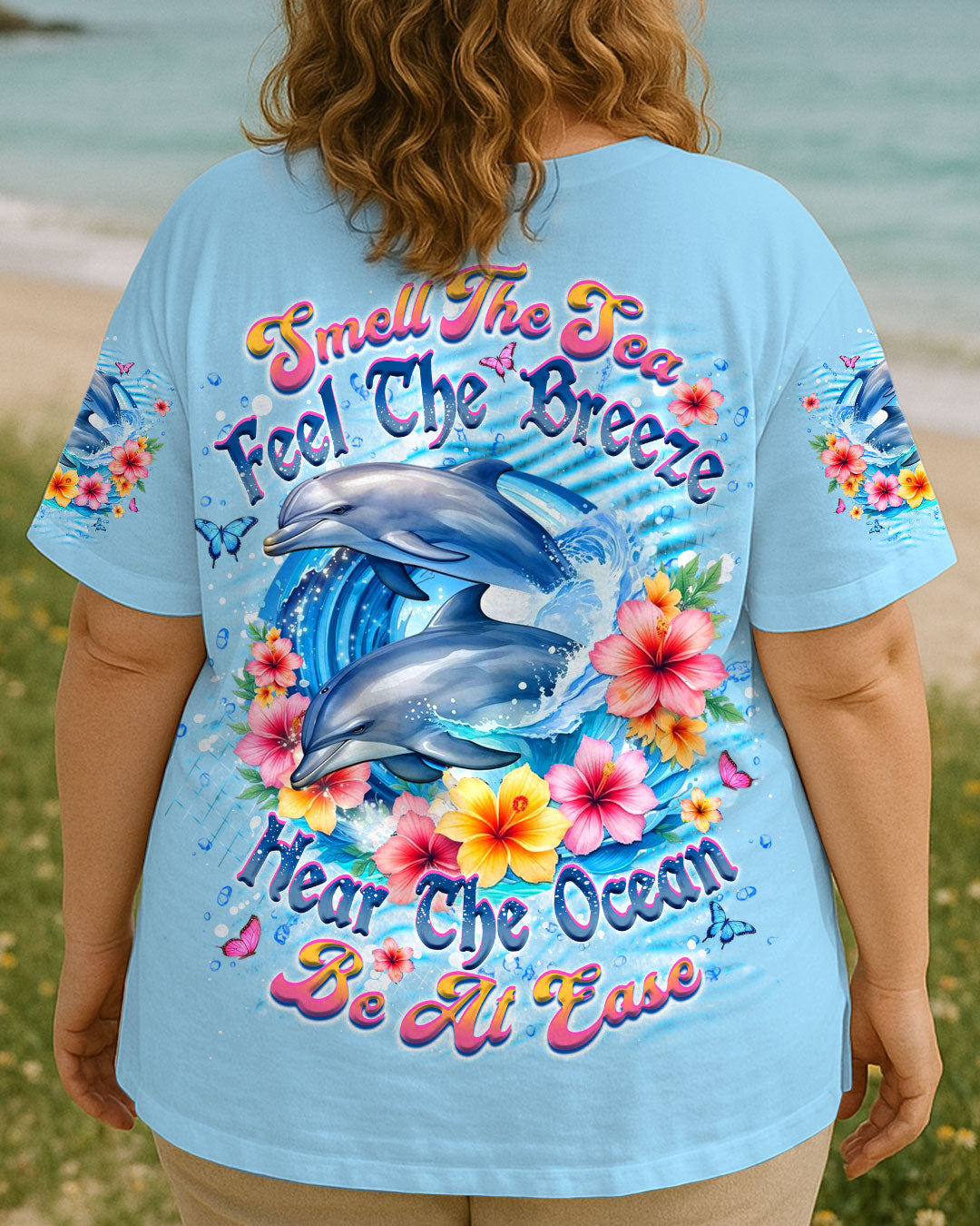 BLISSCORNERS SMELL THE SEA FEEL THE BREEZE DOLPHIN ALL OVER PRINT
