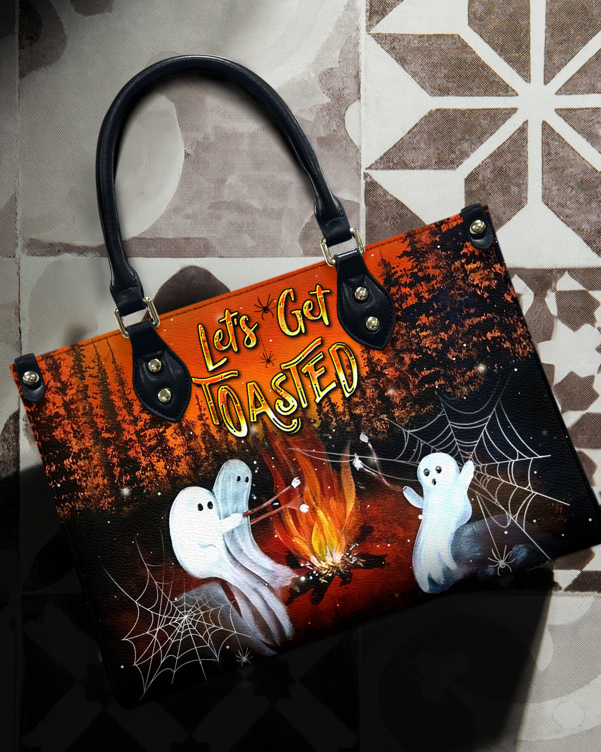 BLISSCORNERS LET'S GET TOASTED BOOS HALLOWEEN LEATHER HANDBAG