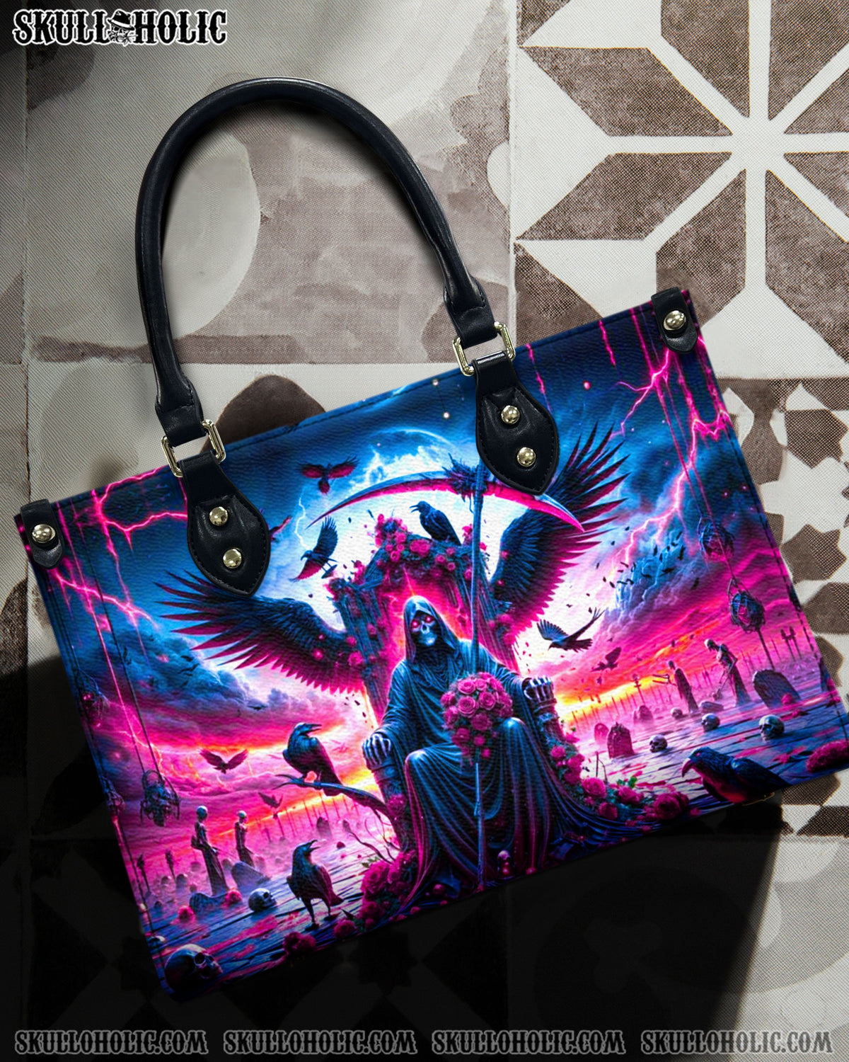 BLISSCORNERS SKULL REAPER IN HELL LEATHER HANDBAG