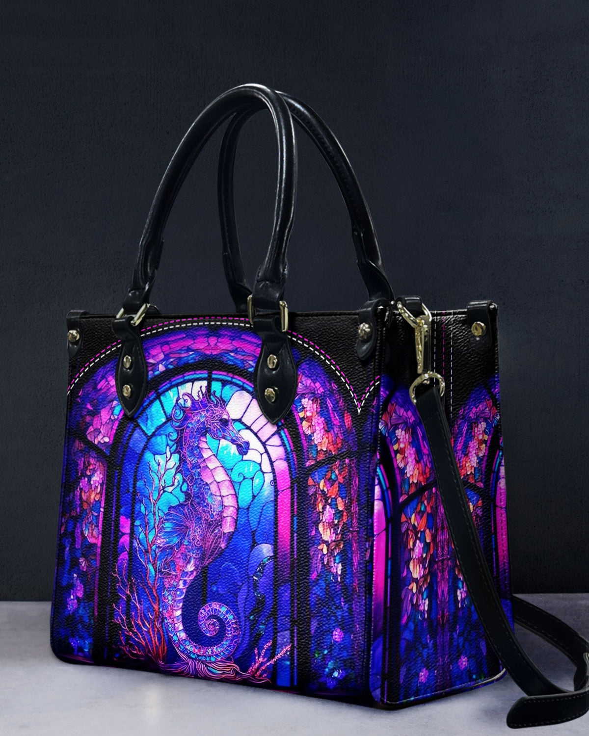 BLISSCORNERS GLOWING SEAHORSE LEATHER HANDBAG
