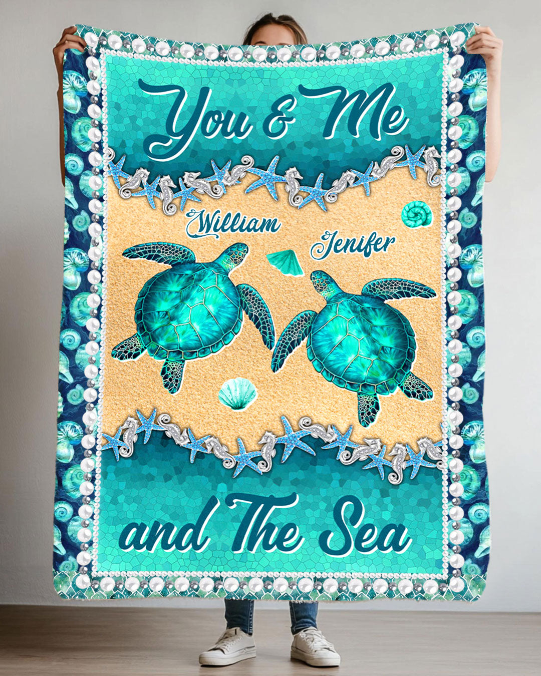 BLISSCORNERS PERSONALIZED YOU AND ME AND THE SEA FLEECE BLANKET