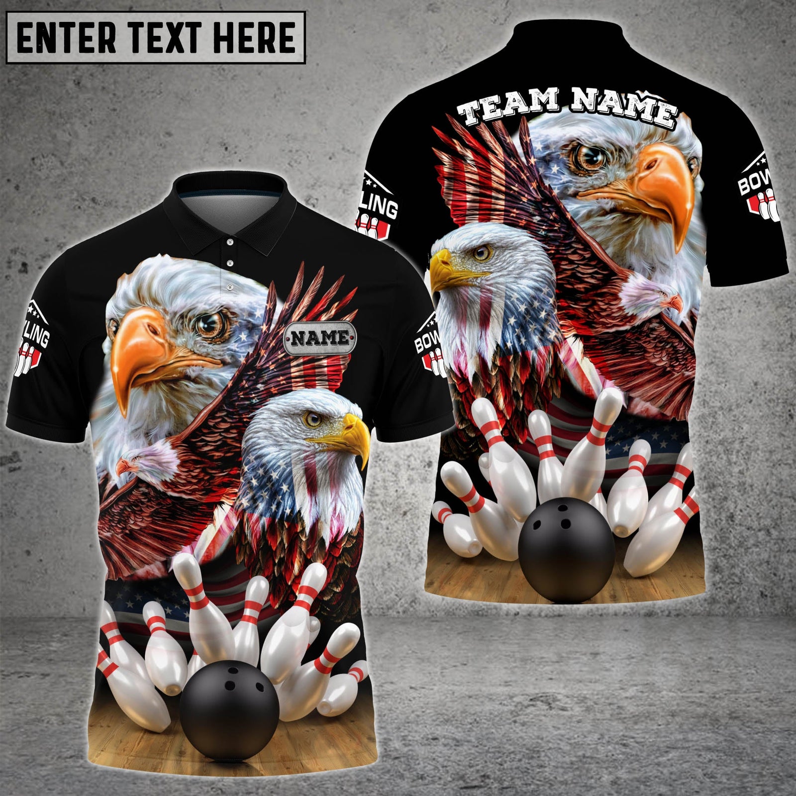 Blisscorners Bowling And Pins American Eagles Pride Customized Name And Team Name 3D Shirt