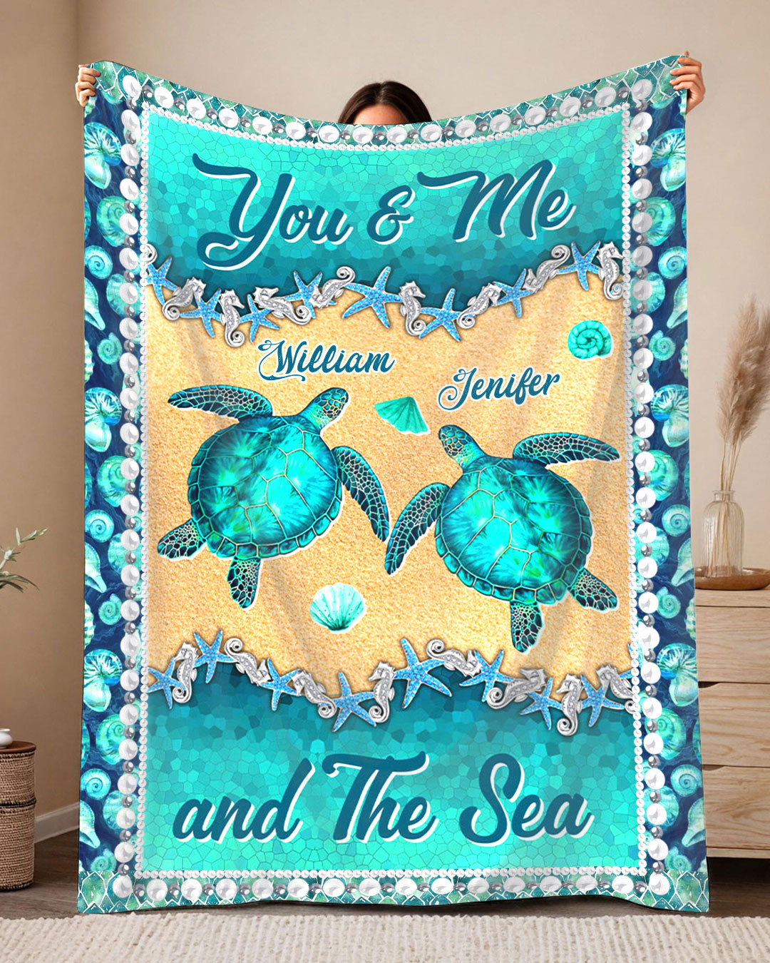 BLISSCORNERS PERSONALIZED YOU AND ME AND THE SEA FLEECE BLANKET