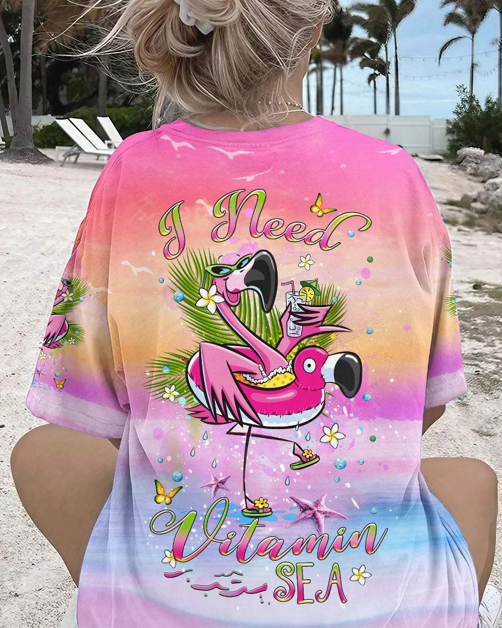 BLISSCORNERS I NEED VITAMIN SEA FLAMINGO ALL OVER PRINT