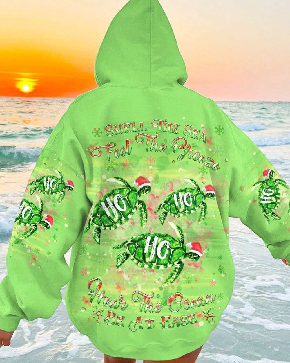 BLISSCORNERS SMELL THE SEA FEEL THE BREEZE CHRISTMAS TURTLE ALL OVER PRINT
