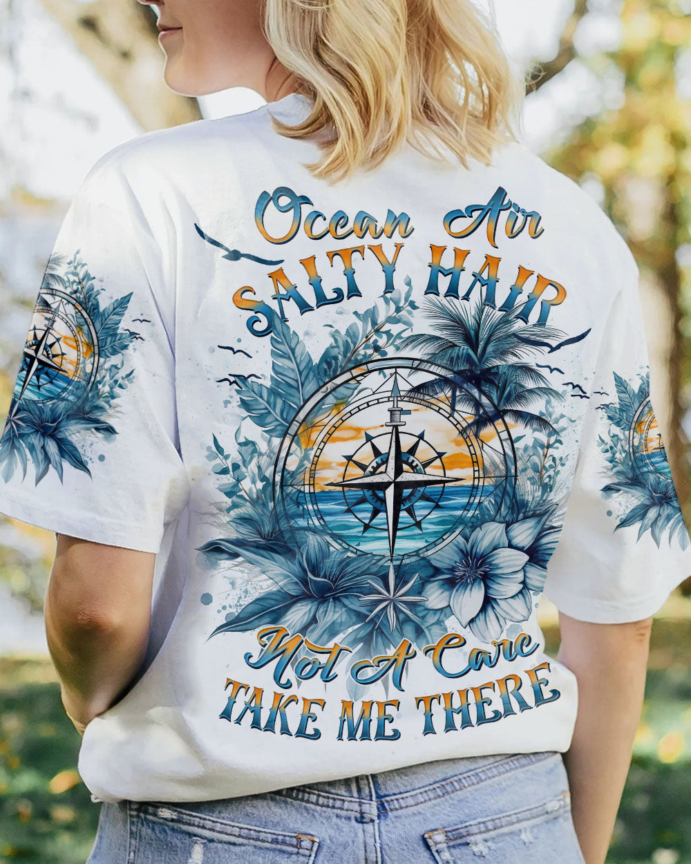 BLISSCORNERS OCEAN AIR SALTY HAIR COMPASS ALL OVER PRINT
