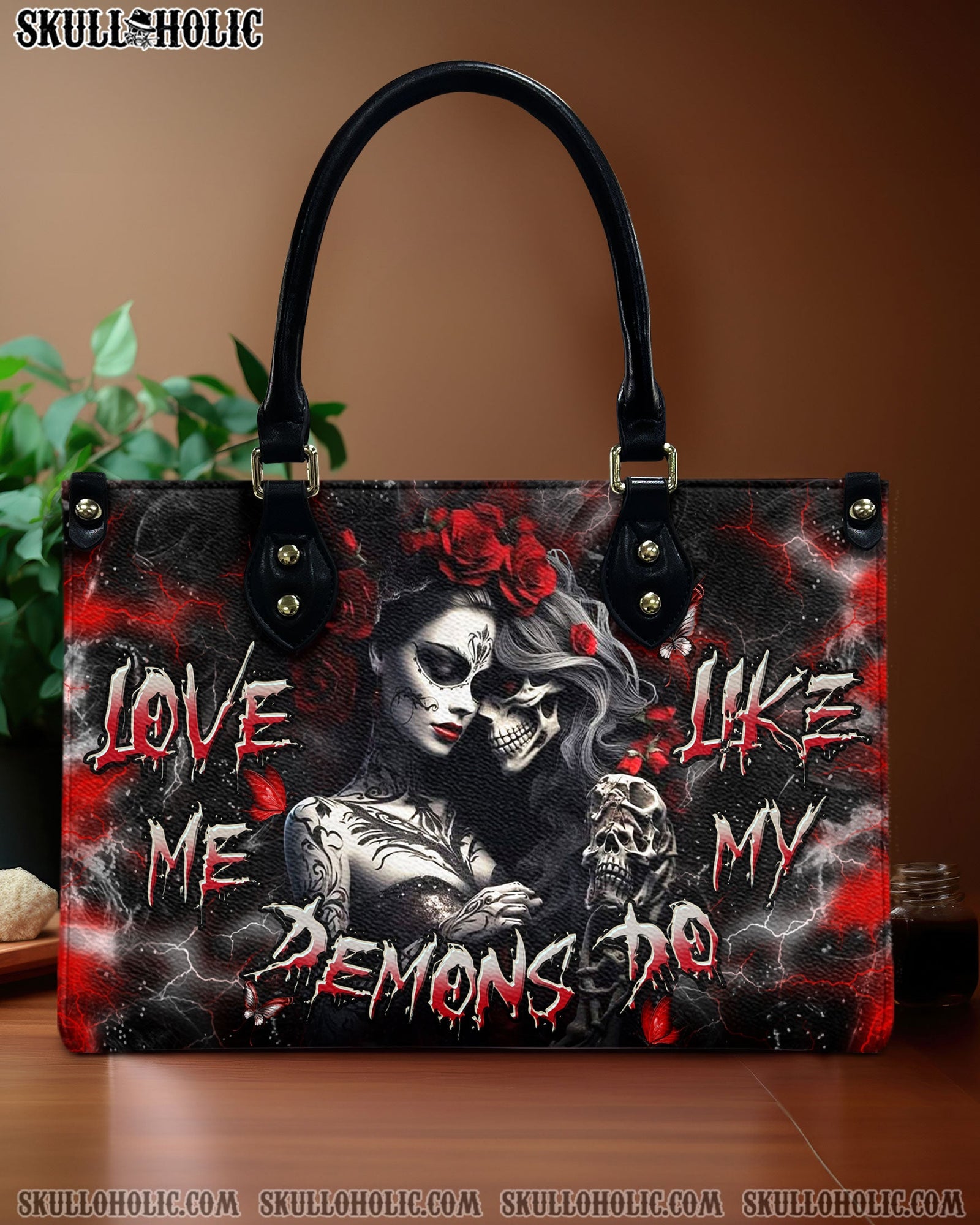 BLISSCORNERS LOVE ME LIKE MY DEMONS DO LEATHER HANDBAG