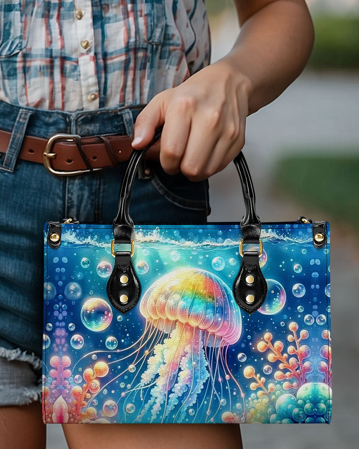 BLISSCORNERS AS FREE AS THE OCEAN LEATHER HANDBAG