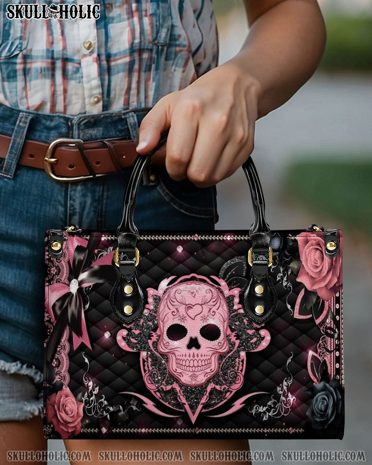 BLISSCORNERS SUGAR SKULL LEATHER HANDBAG