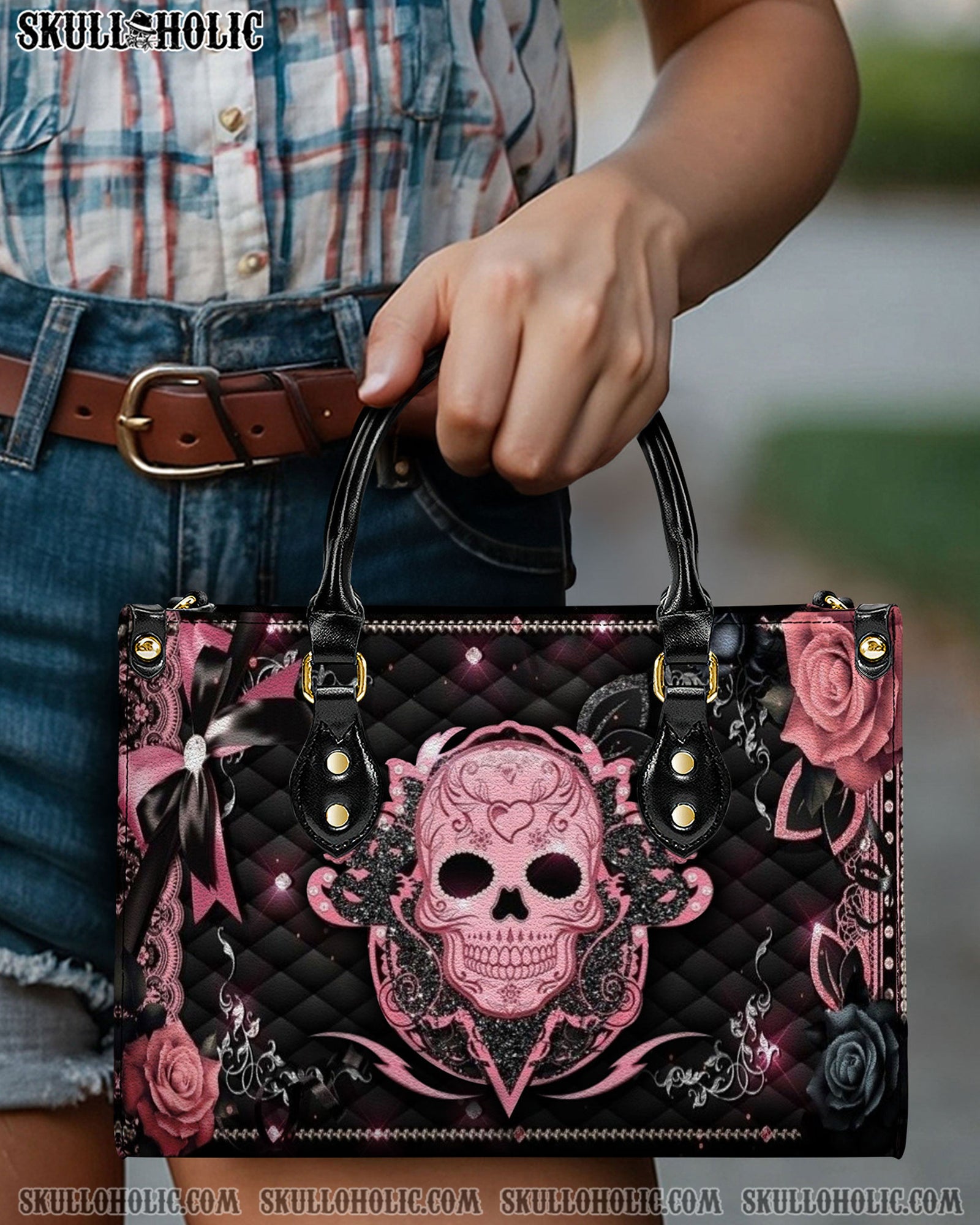 BLISSCORNERS SUGAR SKULL LEATHER HANDBAG