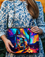 BLISSCORNERS CAMPING AT NIGHT WITH CAMPFIRE LEATHER HANDBAG