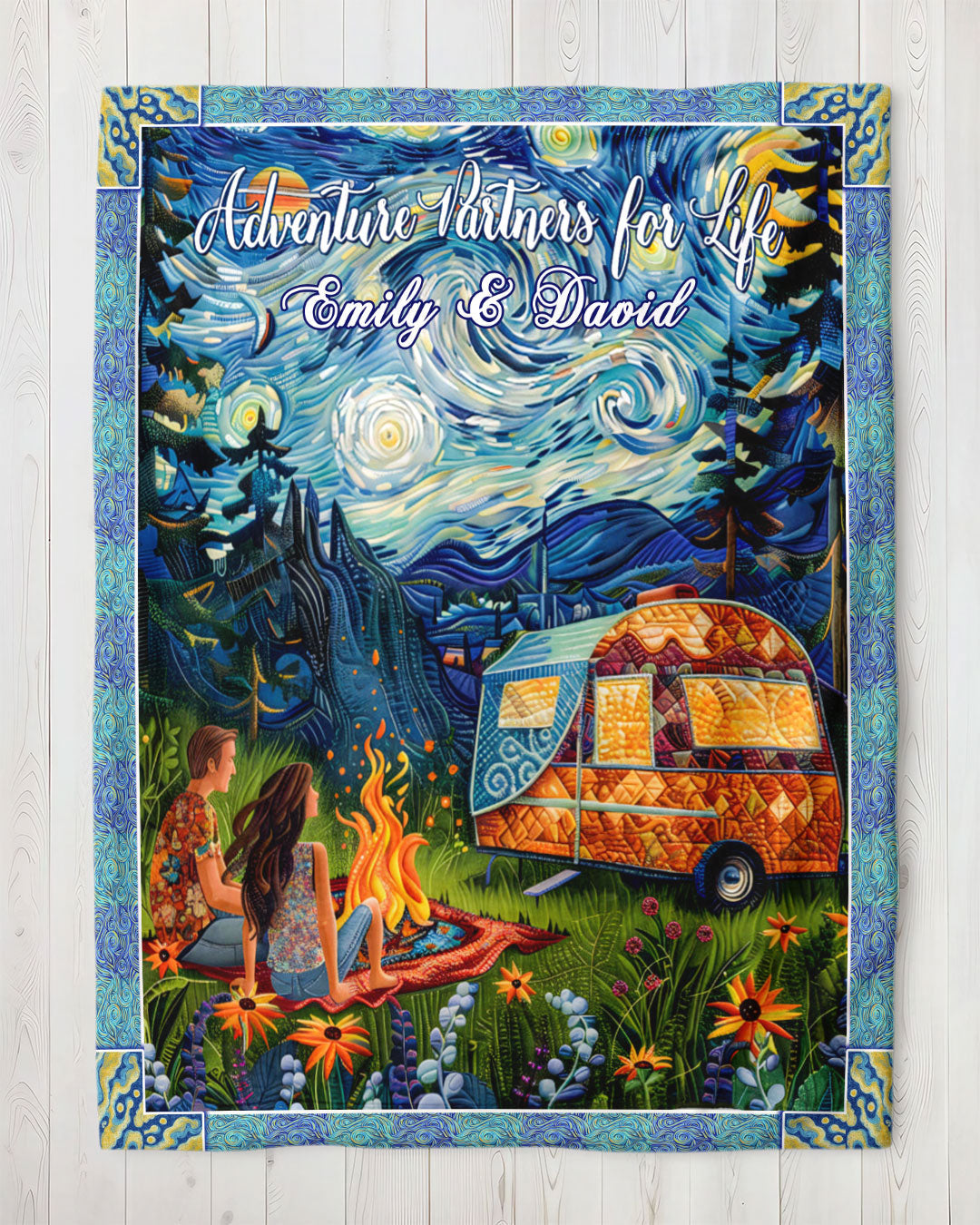 BLISSCORNERS PERSONALIZED ADVENTURE PARTNERS FOR LIFE COUPLE FLEECE BLANKET