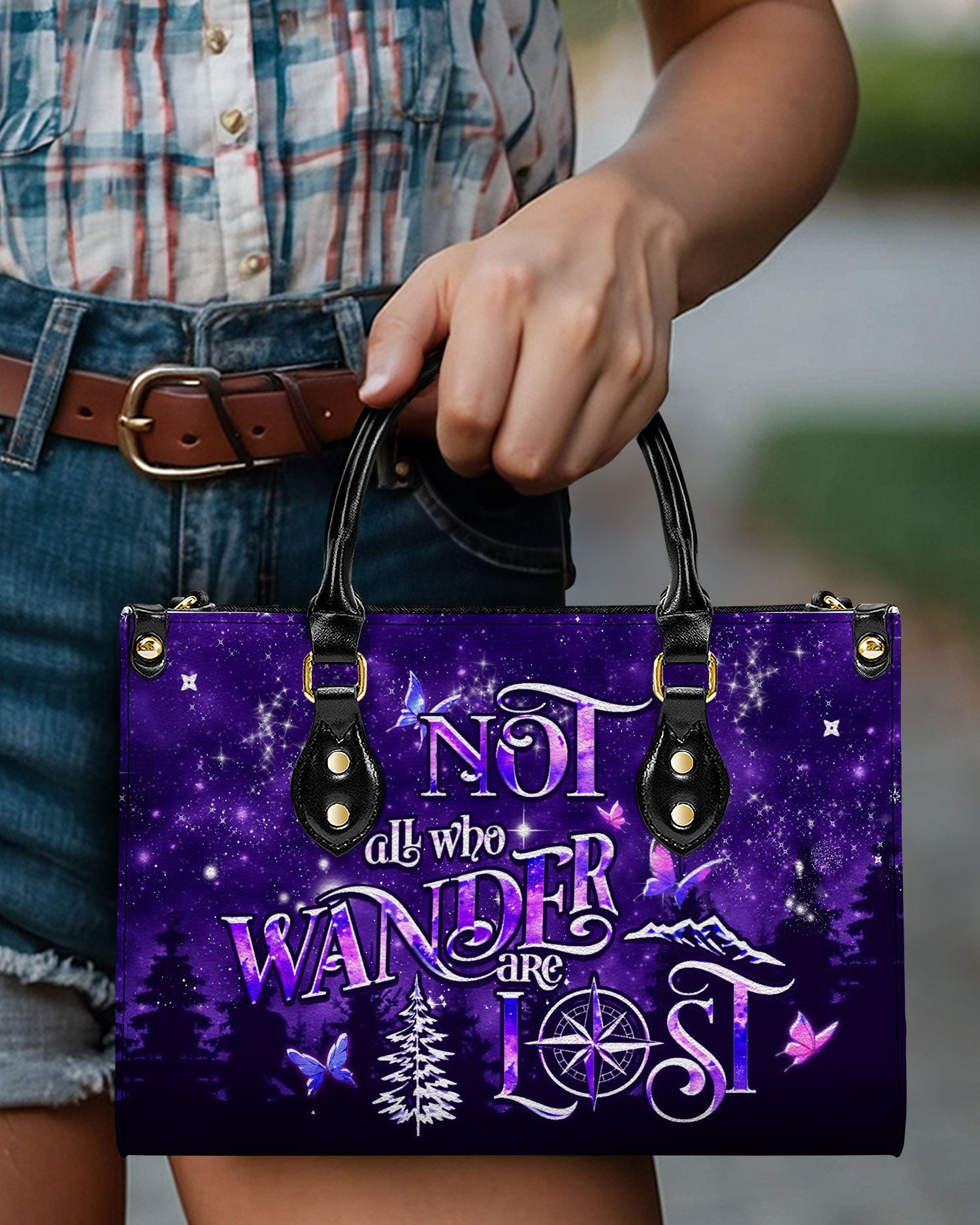 BLISSCORNERS NOT ALL WHO WANDER ARE LOST LEATHER HANDBAG